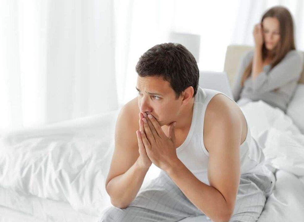 een man met een slechte potentie als gevolg van prostatitis